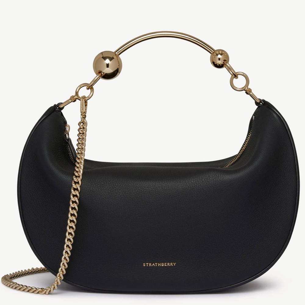 NIB STRATHBERRY Crescent Moon Leather Shoulder Bag